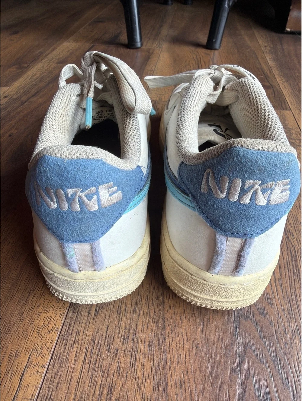 Nike Air Force 1 Low White and Blue Sneakers Size 6 youth